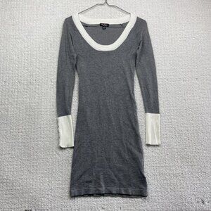 GUESS Dress Womens XS Gray / White Sweater Bodycon Knit Long Sleeve Casual